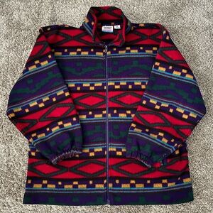 Vintage WinterSet Full Zip Fleece Retro Southwestern Aztec Jacket Men Size M